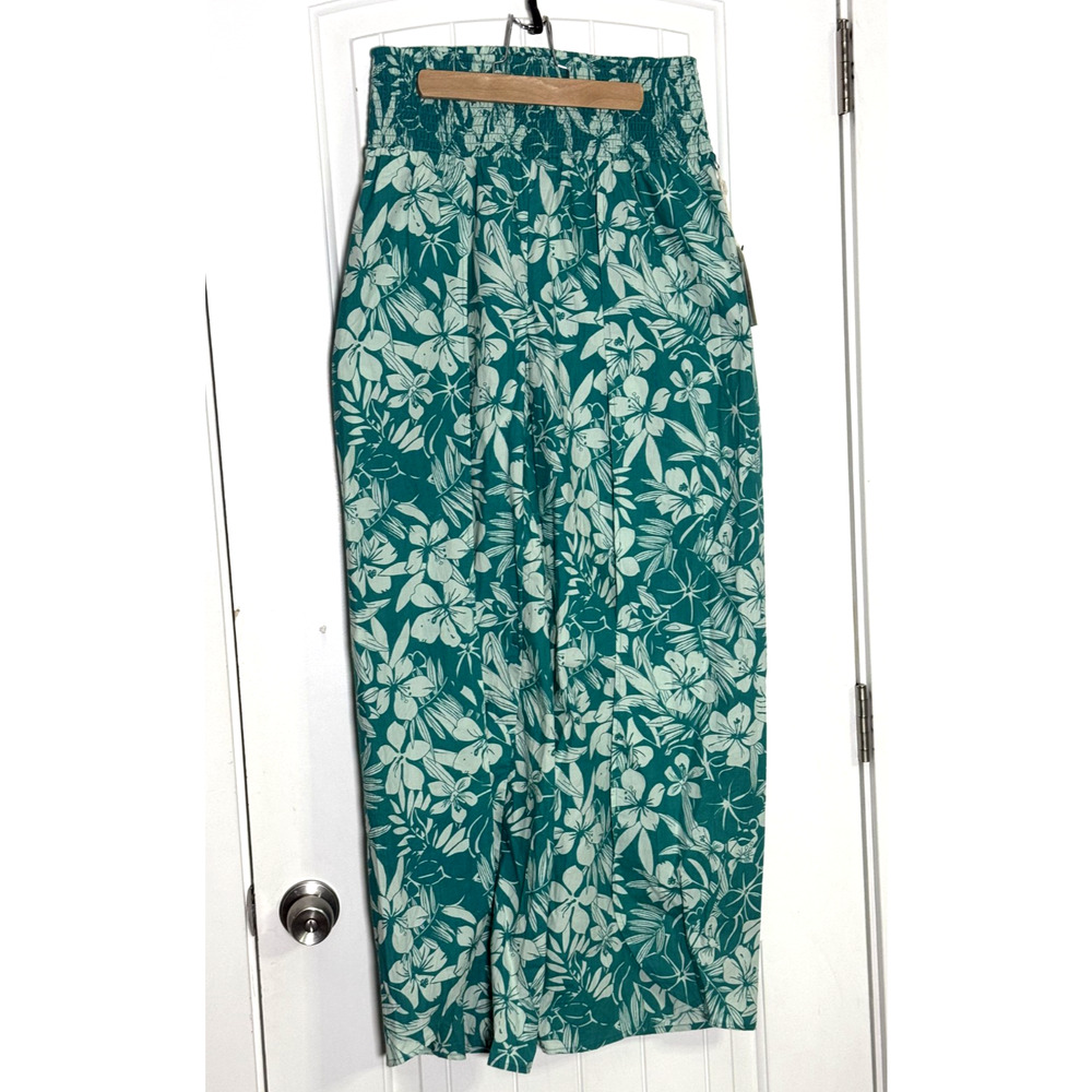 New Honolua Surf & Co Pants Women's Size XL 100% Cotton Smocked Waist Petal Slit